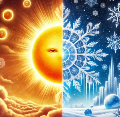 parallel images of the sun and the cold